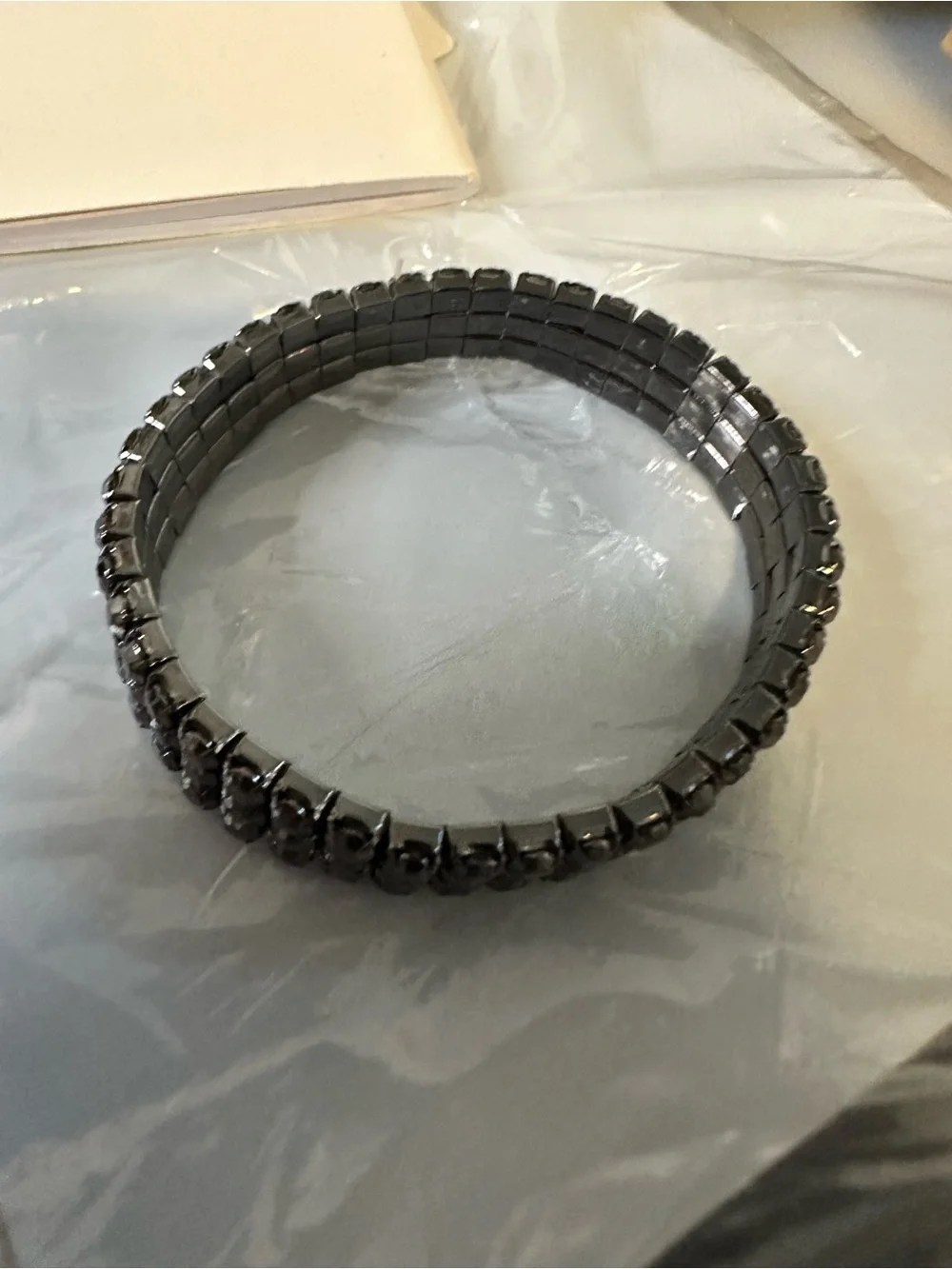 Source Unknown Black Crystal Stretch Bracelet